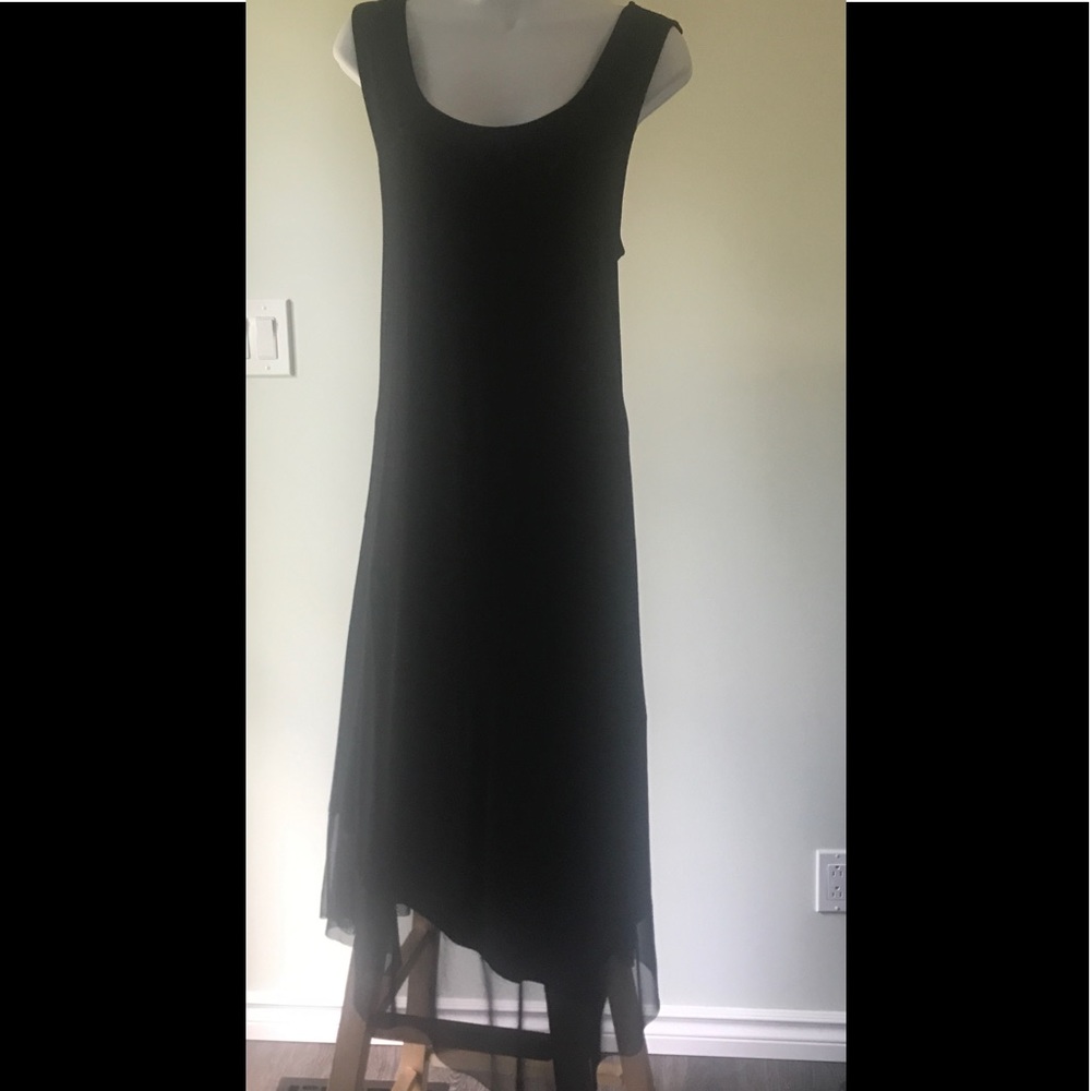 Peter nygard black comfy long angled dress (265)